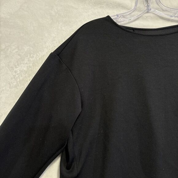Uniqlo Women's Stretch Double Face Pullover Pleated Back Modal Black Size Medium - Picture 2 of 16